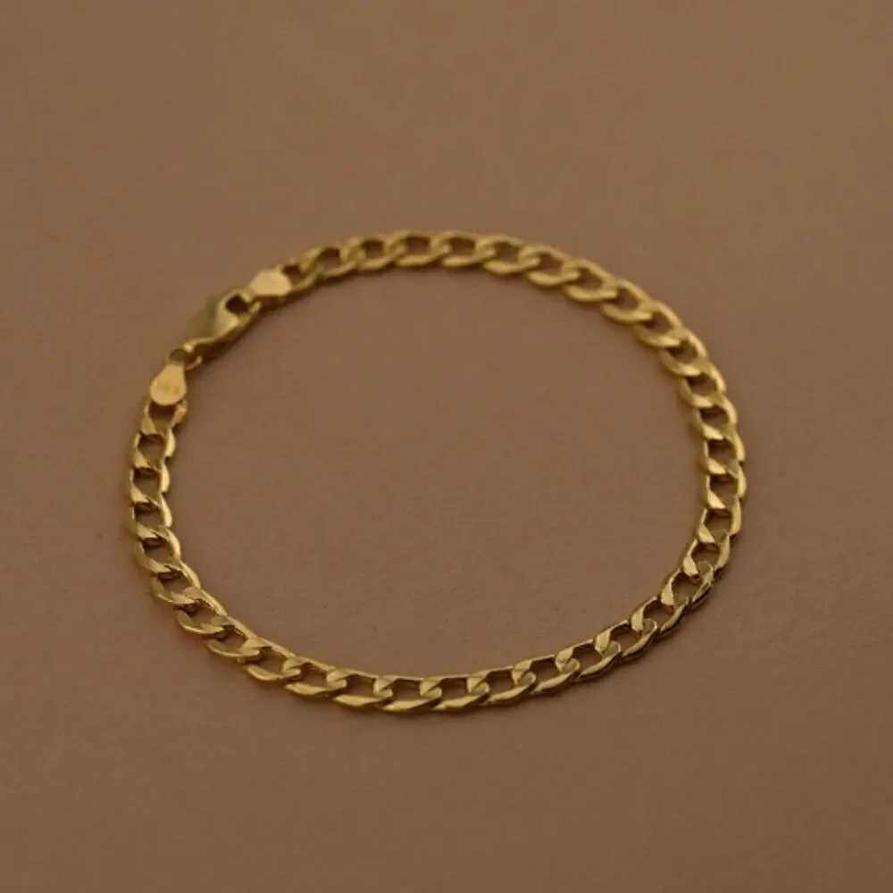 14K Real Gold 4.8 mm Cuban Chain Bracelet | Birthday Gift | Real Gold Cuban |